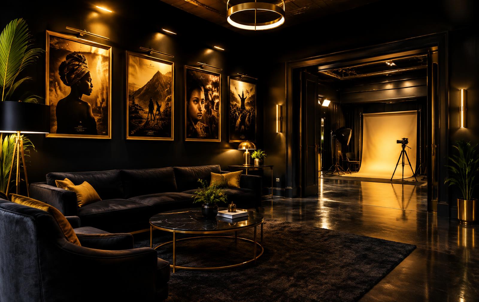 Black and gold production lounge